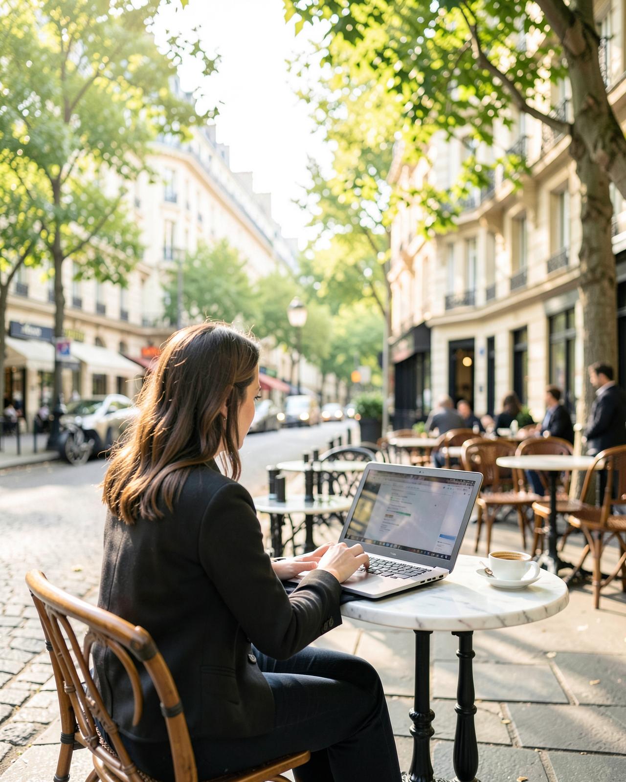 Attorney working from a Paris café